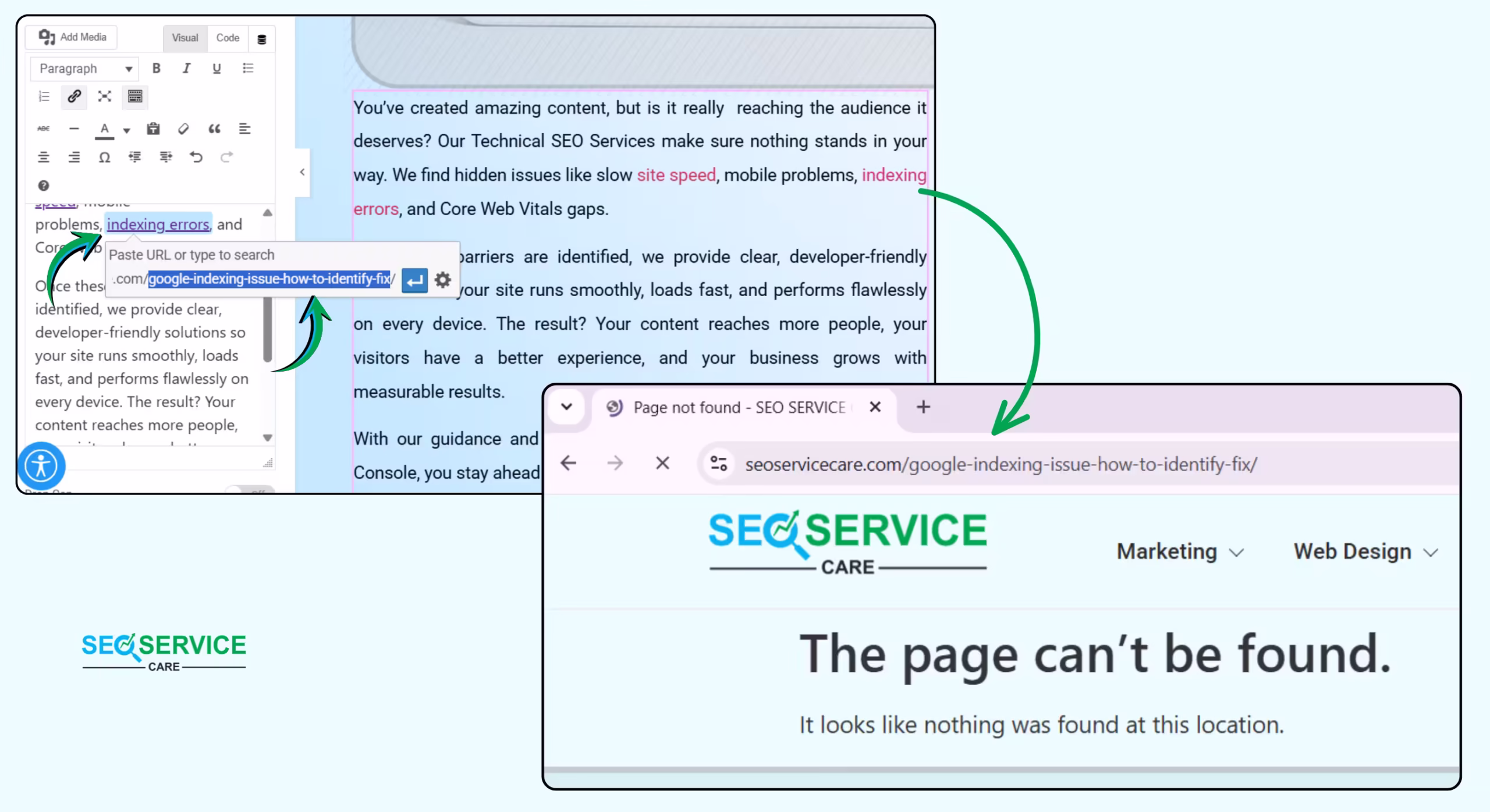 404 error with anchor text