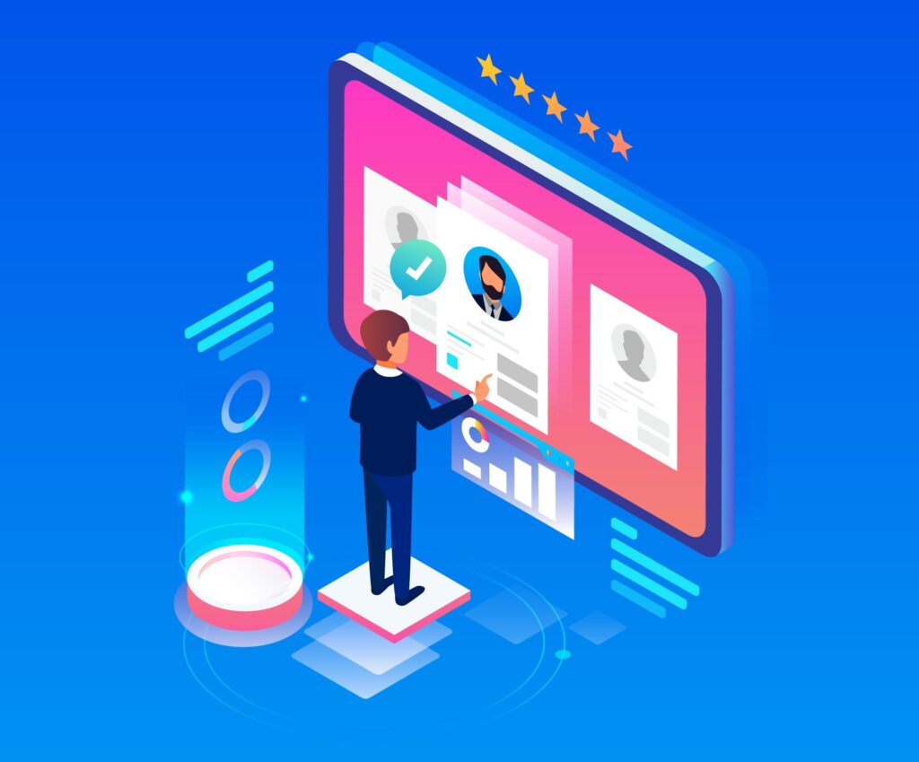 Customer providing a positive review for online reputation management service
