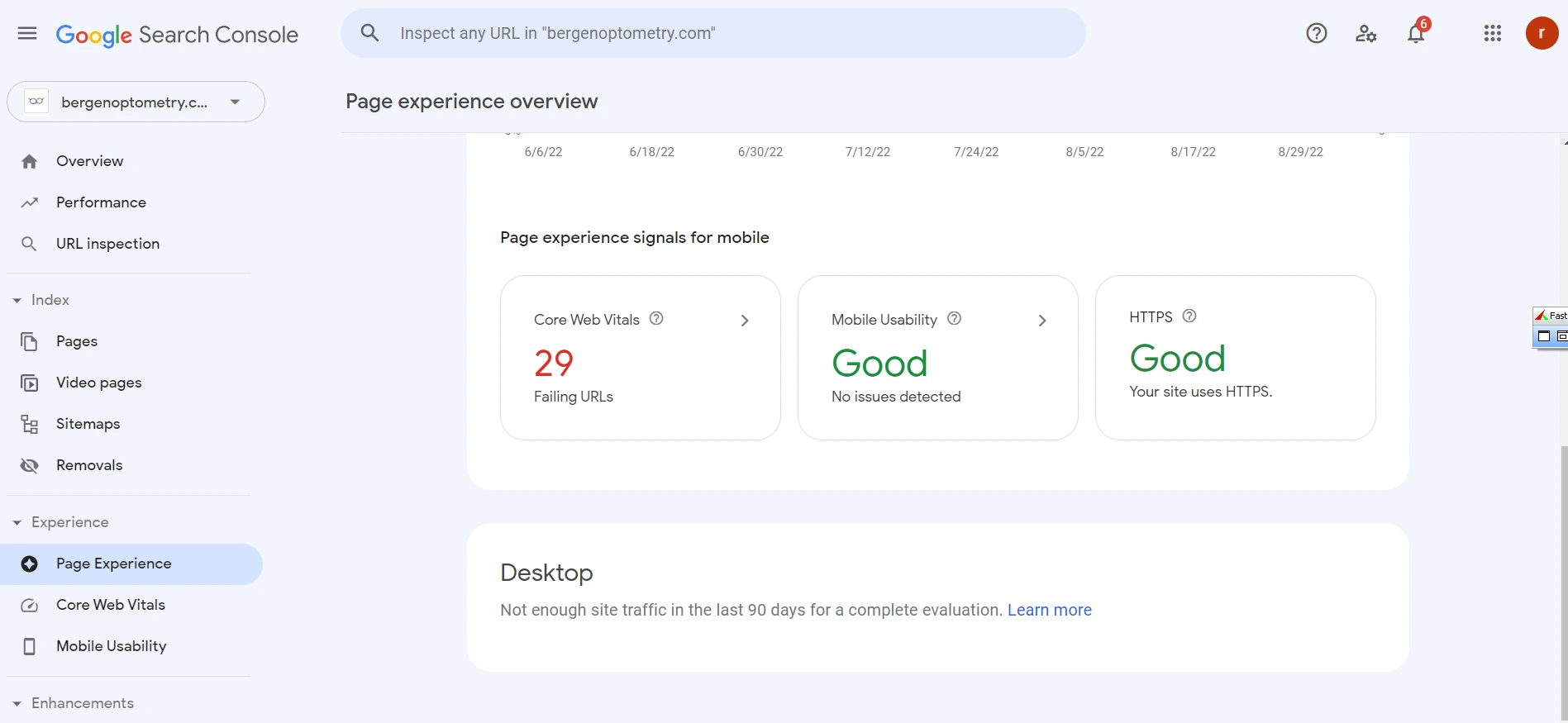 Page experience overview - before work